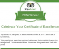 Certificate of Excellence - Trip Advisor 2014